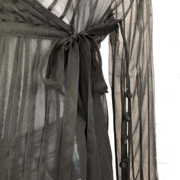ROBERT RODRIGUEZ BLACK SILK SHEER WRAP BLOUSE 6 - Picture 6 of 9